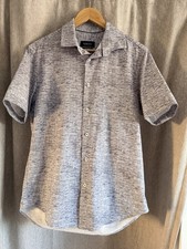 BUGATCHI OoohCotton Tech 8 Way Stretch Button-Up Short Sleeve Shirt Gray Men M