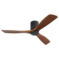 52in Indoor Wooden Ceiling Fan 3 Solid Wood Blades Remote Control Reversible