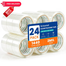 24 Rolls Bulk Clear Heavy Duty Shipping Packing Tape for 24 Rolls, clear
