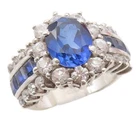 925 Sterling Silver Vintage Ring Sapphire & Topaz Statement Band Sz 6.5 RG36370