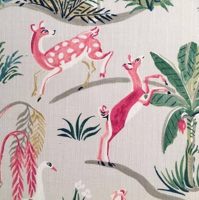 5 Meter x JANE CHURCHILL ''Wildwood'' Leinenstoff Fantasy Tiere Multi
