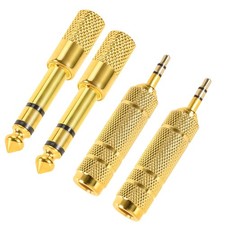 QAJOPFN 4 Pack Headphone Jack Adapter - 3.5mm 1/8 inch Male to 6.35mm Gold
