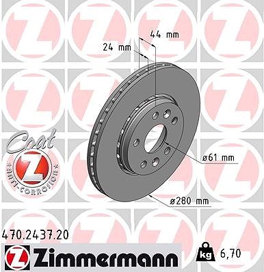 2X Zimmermann Bremsscheibe Vorderachse U.A. FüR MERCEDES-BENZ, Nissan, Renault-image