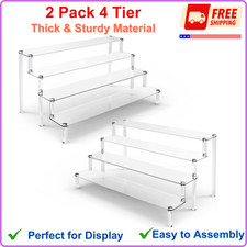 ULENDIS 2 Pack 4 Tier Clear Acrylic Display Risers Stand Shelf, Acrylic Stands