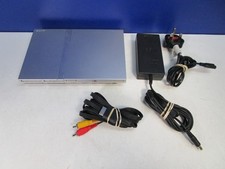 VGC WORKING sony PLAYSTATION 2 PS2 SLIM SILVER CONSOLE & LEADS only VIDEO GAME