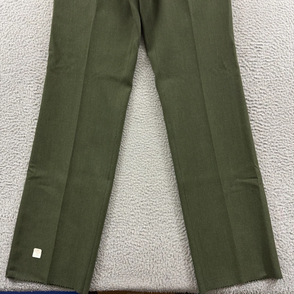 Vintage LL Bean Pants Mens 34x36 Green Leather Trim Wool 80s Hunting Zip NWT USA - Image 2 of 4