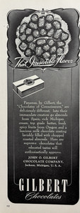 1940s John O. Gilbert Chocolate Company Jackson Mich Panamas Vintage Print Ad