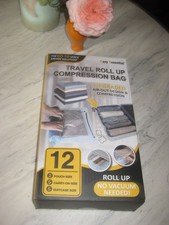 Acogedoras bolsas de compresión enrollables de viaje esenciales paquete de 12 sin aspiradora, diseño de salida de aire