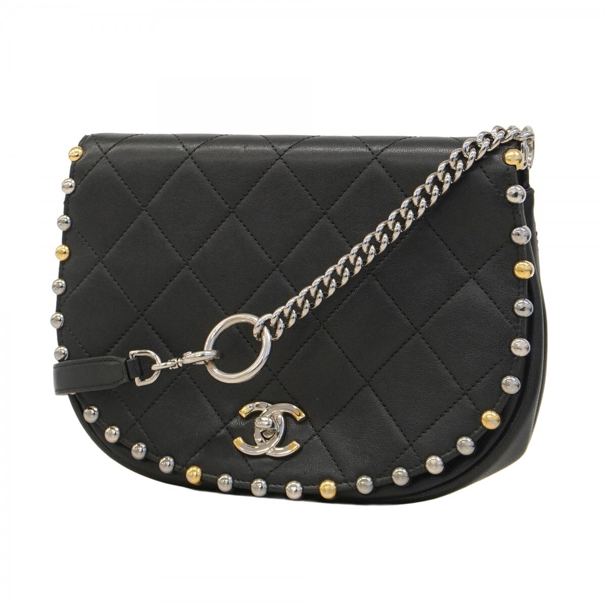 Chanel Matelasse Lambskin Shoulder Bag with Chain in Gold Silver Hardware 490290-image