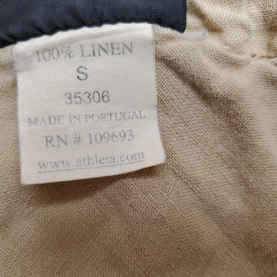 Athleta 女式米色 100% 亚麻 A 字裙口袋抽绳腰围 S 码 — 第 3/4 张图片