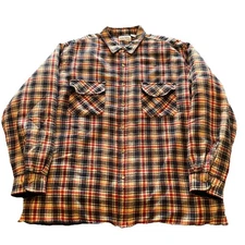 Vintage 90s Flannel Jacket Coat Men’s XL Red/Blue Plaid Quilted Heavyweight 80s