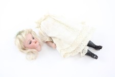 Bisque Miniature Mignonette Dolls Antique Composition Body Blonde Hair Blue Eyes
