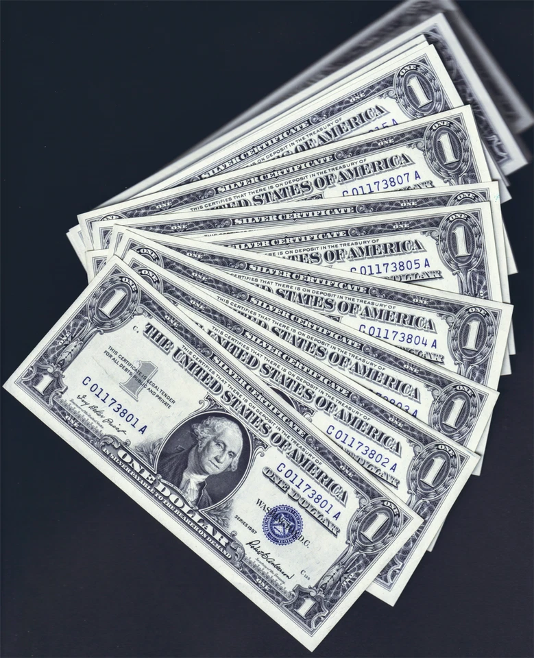 USPC FR 1619 BEP 100 PACK 1957 $1 SILVER CERTS UNC & SEQUENTIALLY #'D ((SCARCE)) - Image 2 of 4