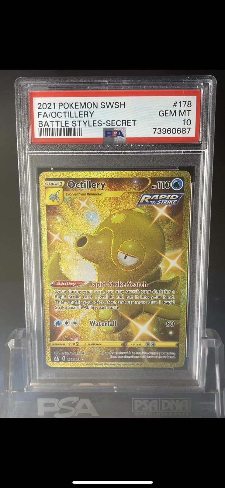 Mavin  Pokemon Octillery Shiny Gold Secret Rare 178/163 Card Battle Styles  PSA NM