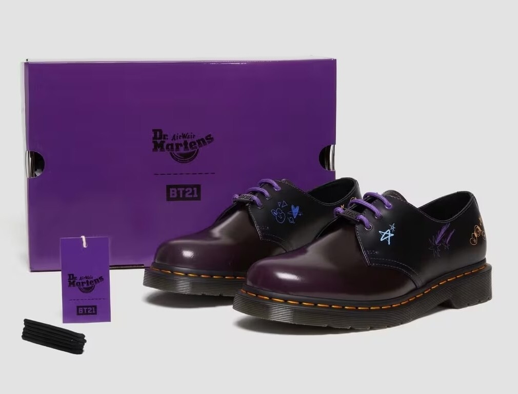 Dr. Martens BT21 BTS Black Purple Oxford Leather 1461 UK4 Women