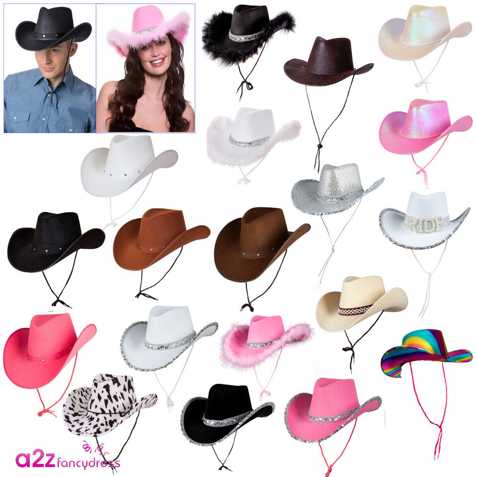Texan Cowgirl Cowboy Hat Stetson Wild West Hen Stag Adult Fancy Dress Mens Women