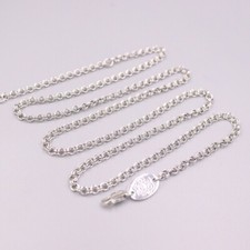 Pure 925 Sterling Silver Necklace Men Women Chain 3mm Double Rolo Necklace Gift