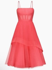 BCBGMAXAZRIA Women  s Corset Tulle Gown Midi In Color Sunkissed Size 2 New W Tag