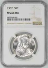 1957 FRANKLIN HALF DOLLAR 50C NGC MS 64 FBL MINT UNC - FULL BELL LINES (042)