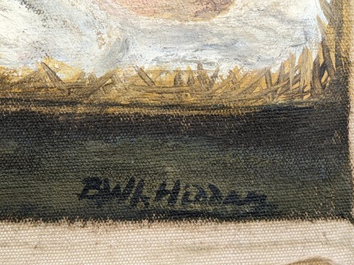 Vintage Original oil painting on canvas signed by BWL Hidden Holy family portrai - Picture 5 of 17