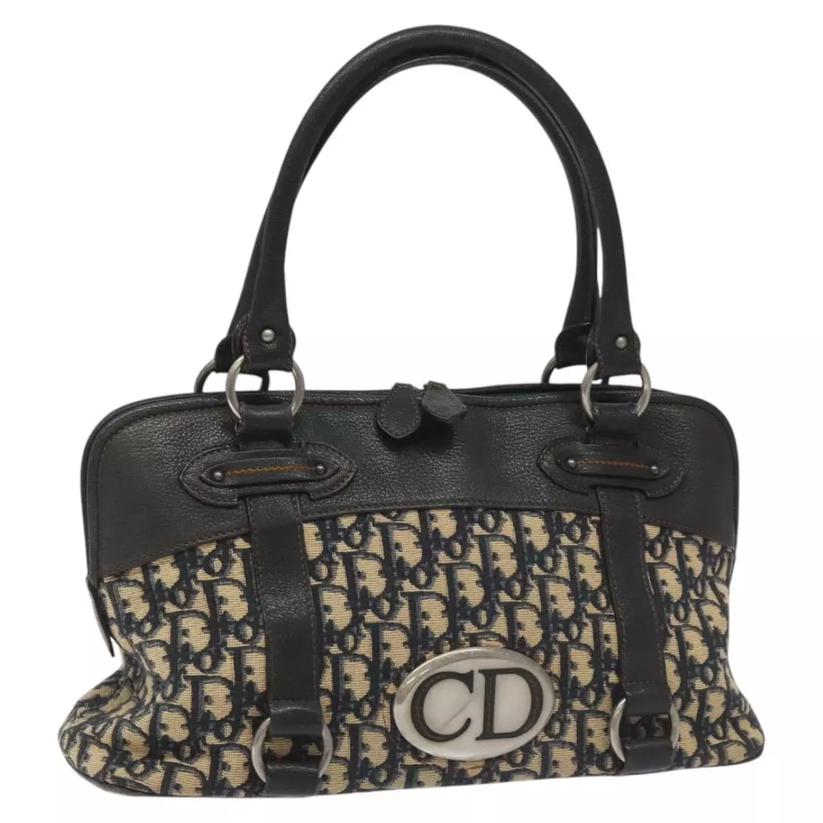 Sac à main Christian Dior trotteur toile bleu marine authentique 115310