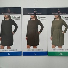 Modern Ambition Women's Dress Long Sleeve Pockets Belt