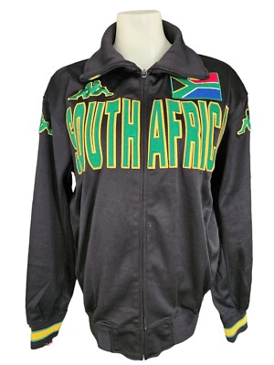 Vintage Kappa South Africa Rare Soccer Track Full Zip Jacket Black