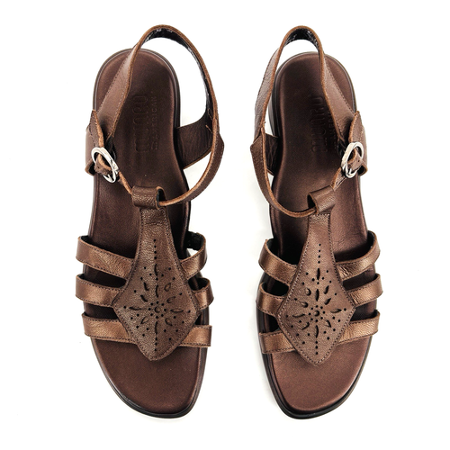Womens 7 SS Narrow Munro American Brown Bronze Leather Strappy Slingback Sandals - Picture 2 of 11