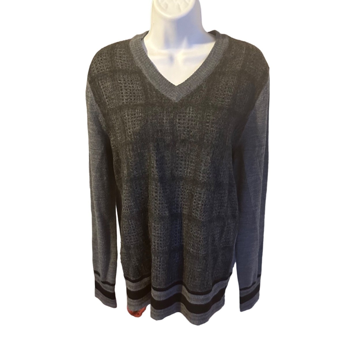 Armani Exchange A/X grey and black check academia wool blend