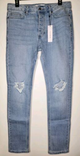 NWT Nordstrom Men's TOPMAN Slim Fit Light Denim Ripped Knee Jeans Size 32/32