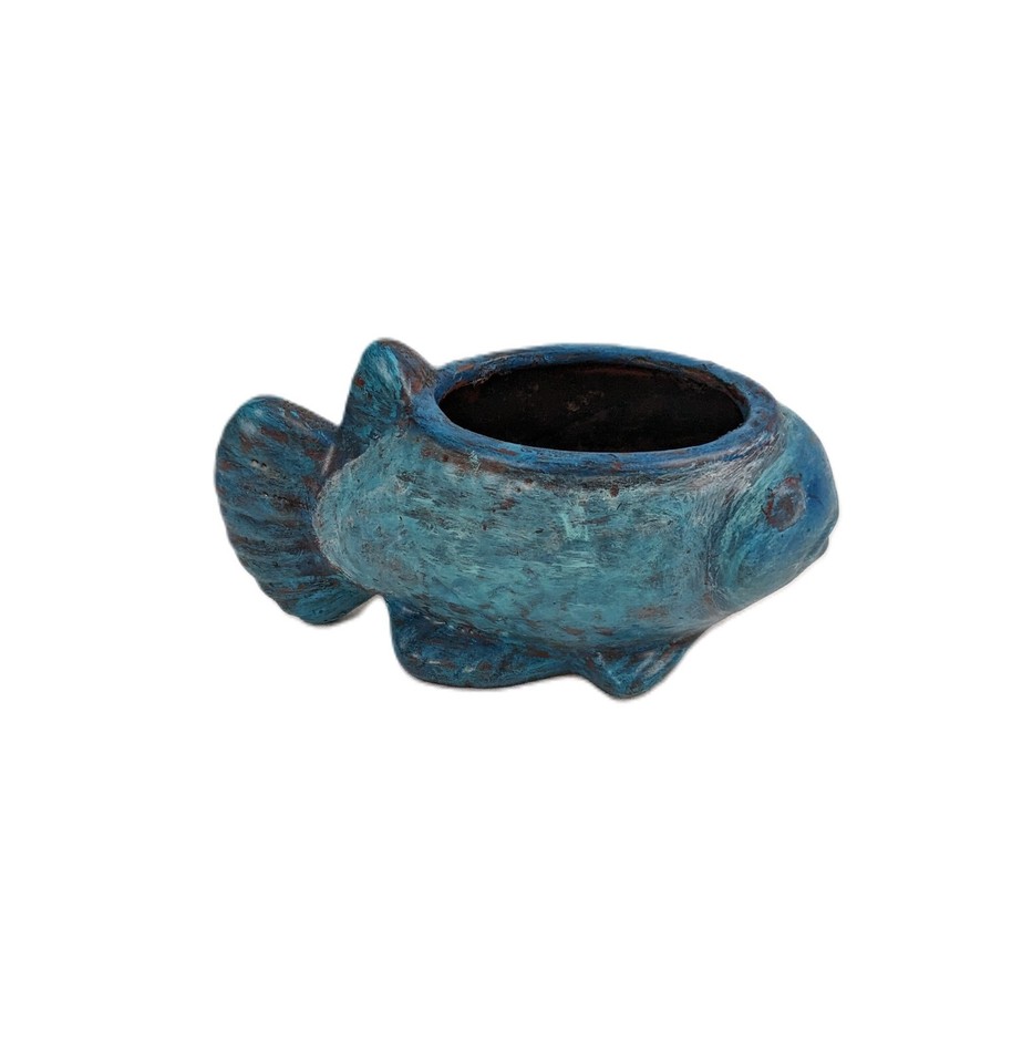 Hand Painted Fish Planter Teal and Aqua Color Beach Decor eBay
