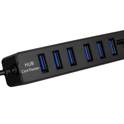 USB 6 Port Hub MicroSD SD SDHC Card Reader PC Laptop Type A Combo Data Adapter - Picture 3 of 11