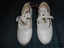 Theatricals White Small Child's Tap Shoes Size 8.5 M Genuine Leather