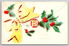 1908 Zimmerman Embossed Merry Christmas Holly  Postcard - D22