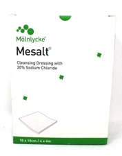 Molnlycke 286080 Mesalt Impregnated Wound Dressing 10 x 10cm - 30/BX exp 4/27