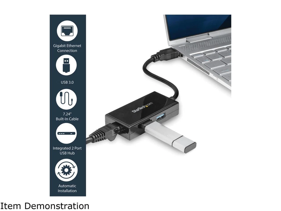 STARTECH USB31000S2H USB 3.0 to Gigabit Network Adapter with Built-In 2-Port USB - Image 3 of 4