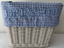 Pottery Barn Kids Large Tapered Square White Square Sabrina Basket Blue Gingham
