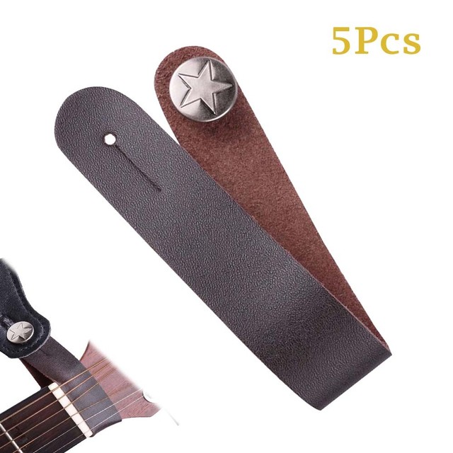 5Pcs Guitar Strap Buttons Hook Genuine Leather for Acoustic Guitar