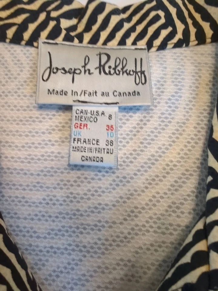 Chaqueta Joseph Ribkoff Cremallera Completa Algodón Spandex Manga 3/4 Talla 8 Negro Tostado Usada en Excelente Condición Foto 4 de 4