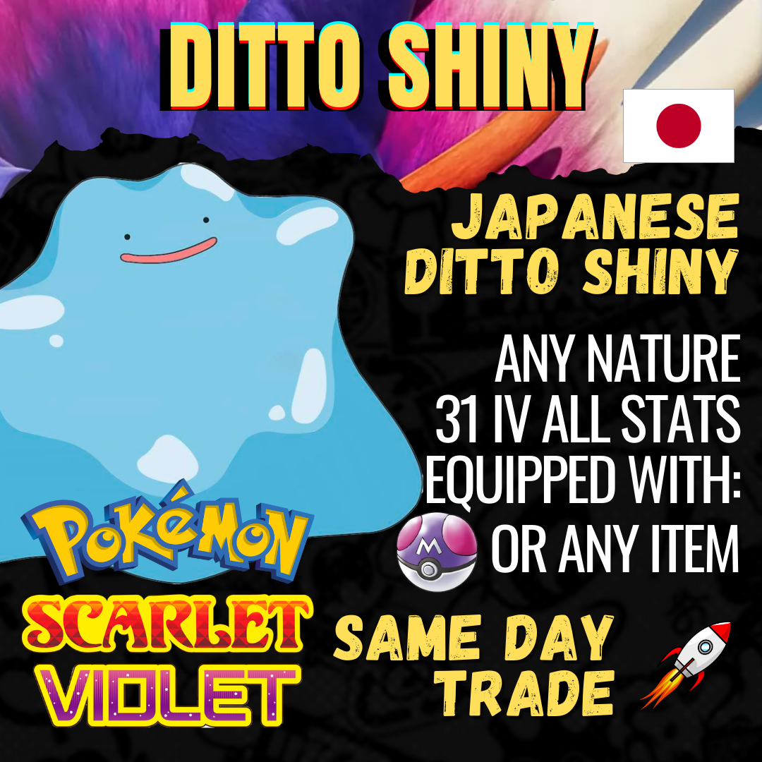 Pokemon Scarlet and Violet ~ x3 Shiny 6IV Japanese Ditto Masuda ~ Fast  Delivery