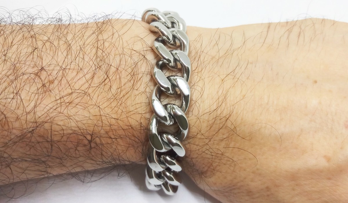 Bracciale Uomo In Acciaio. Bracciale Grande In Acciaio Unisex. Bracciale A Catena In Acciaio. Catena Groumette In Acciaio. Regali Per Lui - Italia - Foto 11