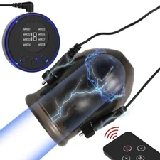 Man Electric E-Stim Penis Stretcher Enhancer Ball-Scrotum-Ring-Delay Ejaculation