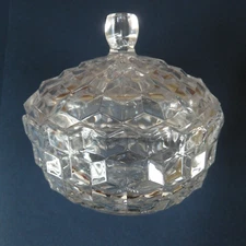 Light Diffusing American Brilliant Cut Glass Candy Trinket Dish With Lid 5.5"