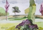 One of a Kind Original Watercolor Bucolic French Countryside Signed Fine Art — photo 1