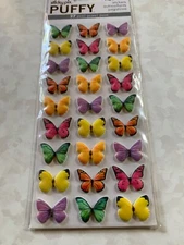 PAPER HOUSE STICKY PIX PUFFY BUTTERFLIES MULTI-COLOR-SHAPES BUTTERFLY PUFFY 27PC