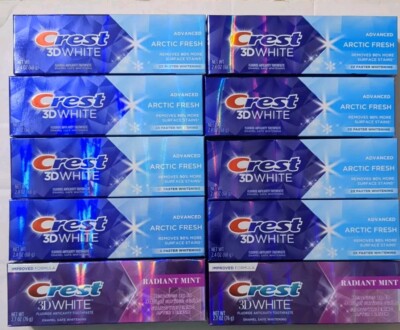 Crest 3D White Anticavity Toothpaste,  2.4-2.7oz  LOT OF 10