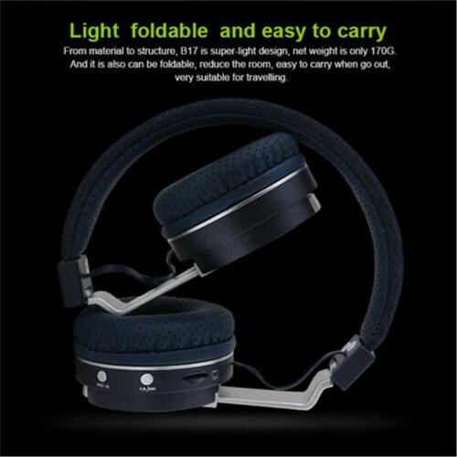 Bluetooth Headphone Stereo Wireless Headset Built-in Mic for iOS Android Phones - Photo 5 sur 15