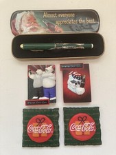 Lot 4 Vintage 90s COCA COLA Refrigerator Magnets Christmas Polar Bears + Pen!