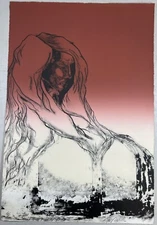 Signed Mixed Media Print Steam Punk Women  “Knowledge Is Deadly Friend” 22x15"