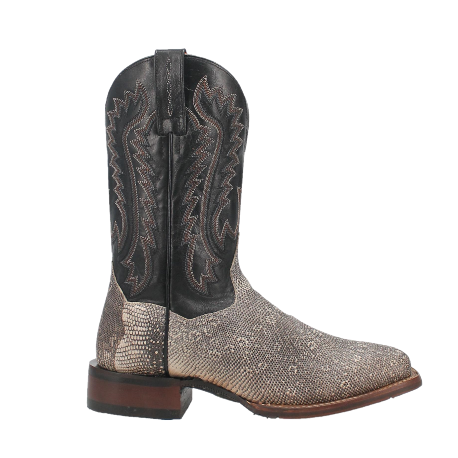 DAN POST Men's Elgin Broad Square Toe Western Boots In Natural/Black Lizard